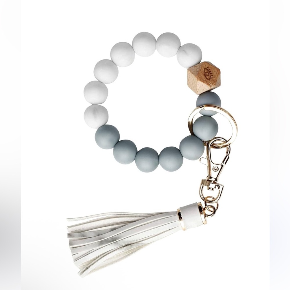 beaded silicone elastic Bracelet Keychain Wristlet
